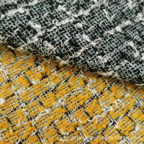 Boucle checked with loops yarn fashion fabric